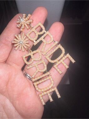 Set of 2 Bridal Drop Earrings - “MRS” and “BRIDE”